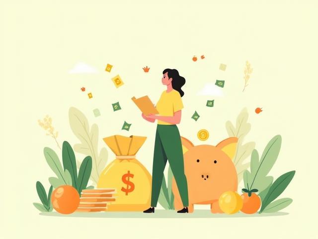 Ilustración amigable relacionada con ahorro y finanzas personales